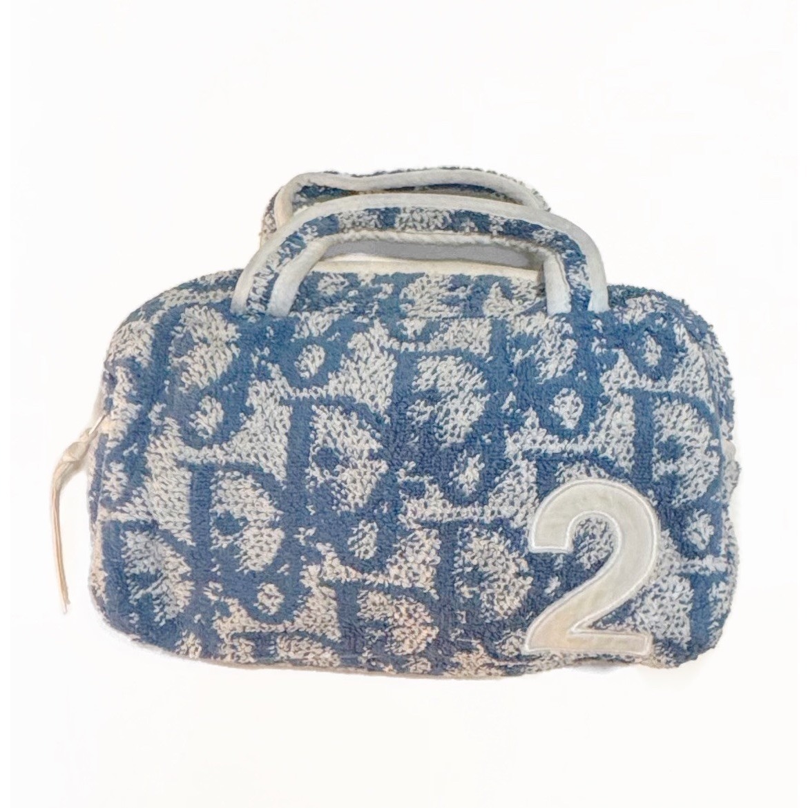 Vintage Christian Dior Trotter Bag John Galliano Blue Monogram Terry Cloth Pouch
